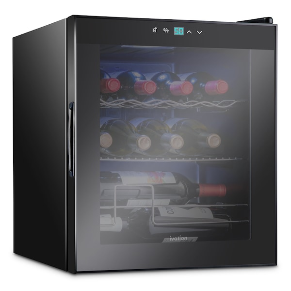 Ivation 12-Bottle Compressor Freestanding Wine Cooler Refrigerator - Black IVFWCC125B - main